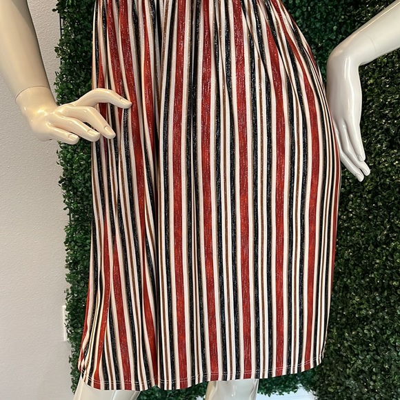 MINIMI DEEP V STRIPED SHIMMER DRESS SIZE MEDIUM - Picture 5 of 14